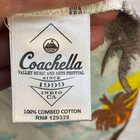 Coachella Music Festival Multicolor Hot Air Balloon Cotton Button Up Shirt Large - Picture 4 of 8